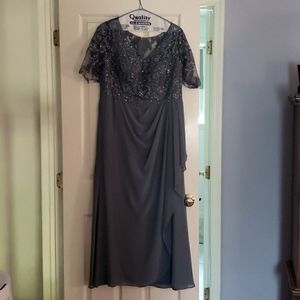 Gown- Oleg Cassini. Worn one time. Size 16W. Gray.  Was dry cleaned.